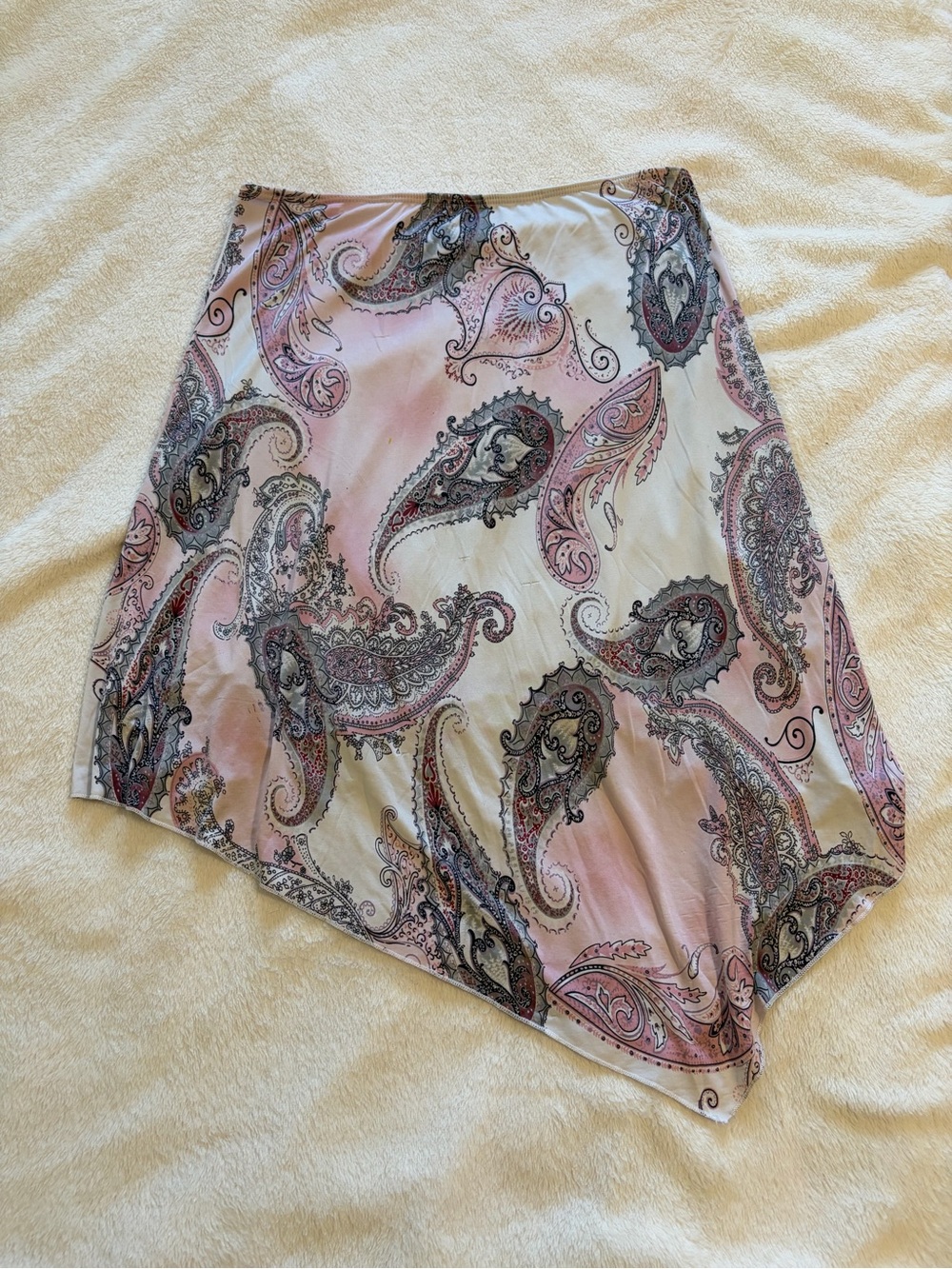 Lipstick Boutique Pink Paisley Asymmetrical Hem Skirt